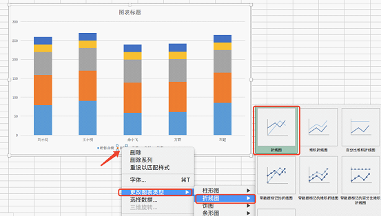 Excel堆積柱形圖